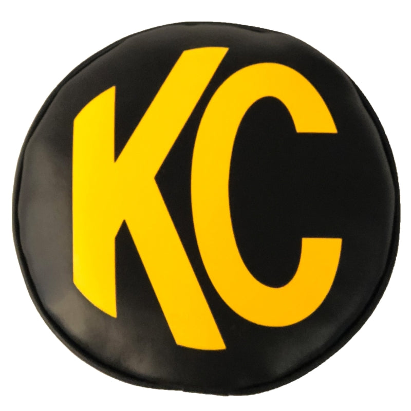 KC HiLiTES Light Covers and Guards KC HiLiTES 6in. Round Soft Cover (Pair) - Black w/Yellow KC Logo