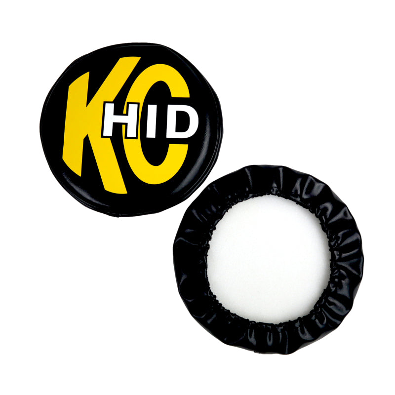 KC HiLiTES Light Covers and Guards KC HiLiTES 8in. Round Soft Cover HID (Pair) - Black w/Yellow Brushed KC Logo