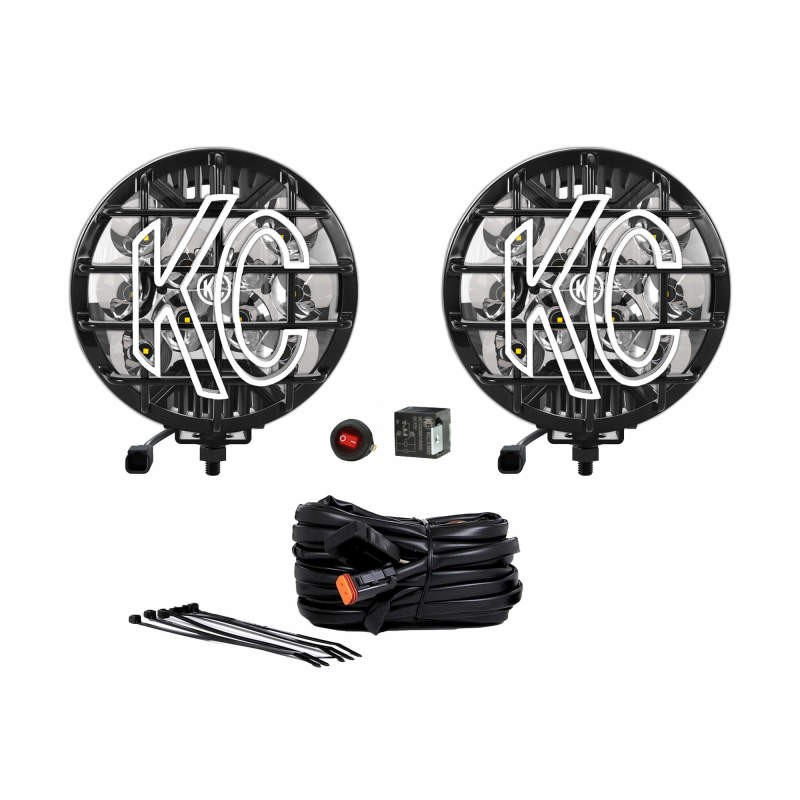 KC HiLiTES Light Bars & Cubes KC HiLiTES SlimLite 6in. LED Light 50w Spot Beam (Pair Pack System) - Black