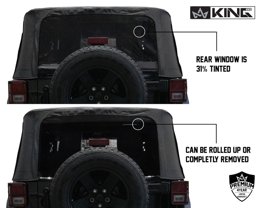 King4WD Soft Tops Jeep JK Replacement Soft Top Tinted Windows For 10-18 Wrangler JK 2 Door Black Diamond King 4WD - King4WD - 14010535