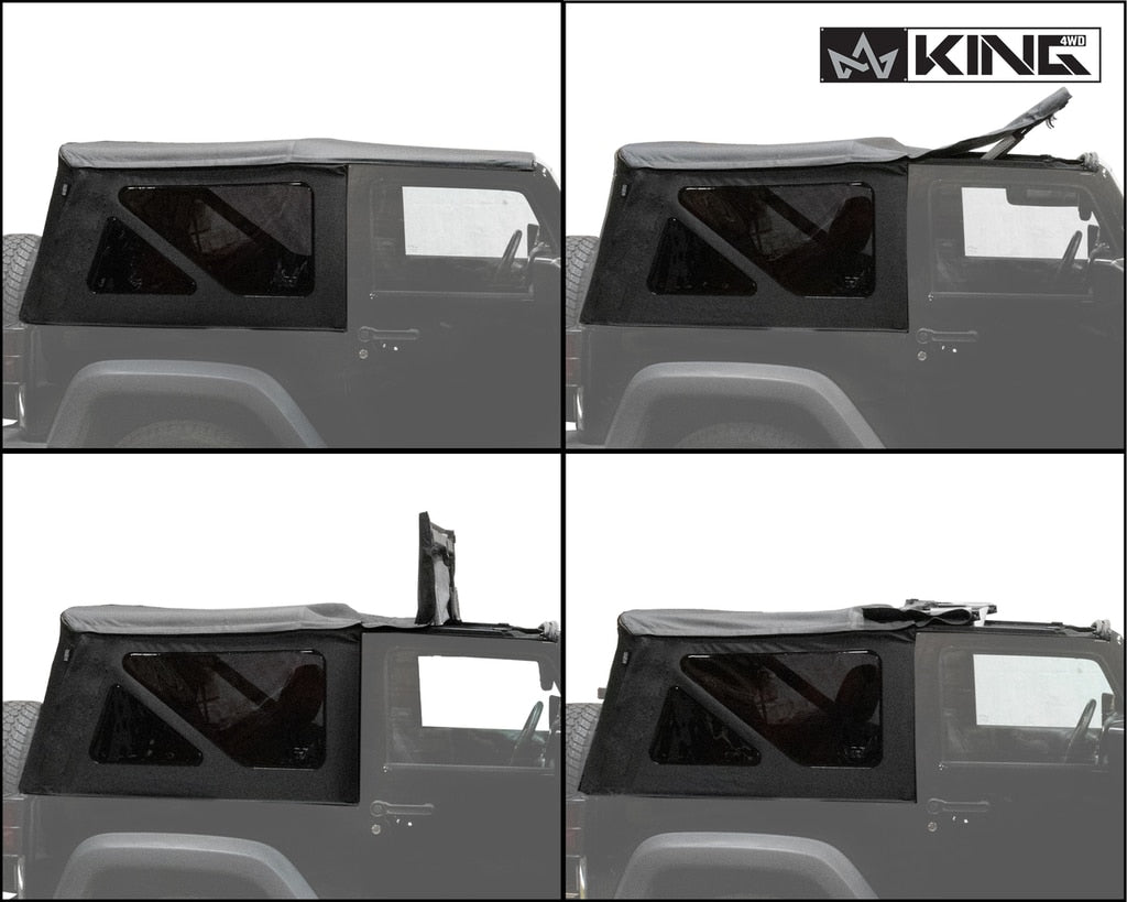 King4WD Soft Tops Jeep JK Replacement Soft Top Tinted Windows For 10-18 Wrangler JK 2 Door Black Diamond King 4WD - King4WD - 14010535