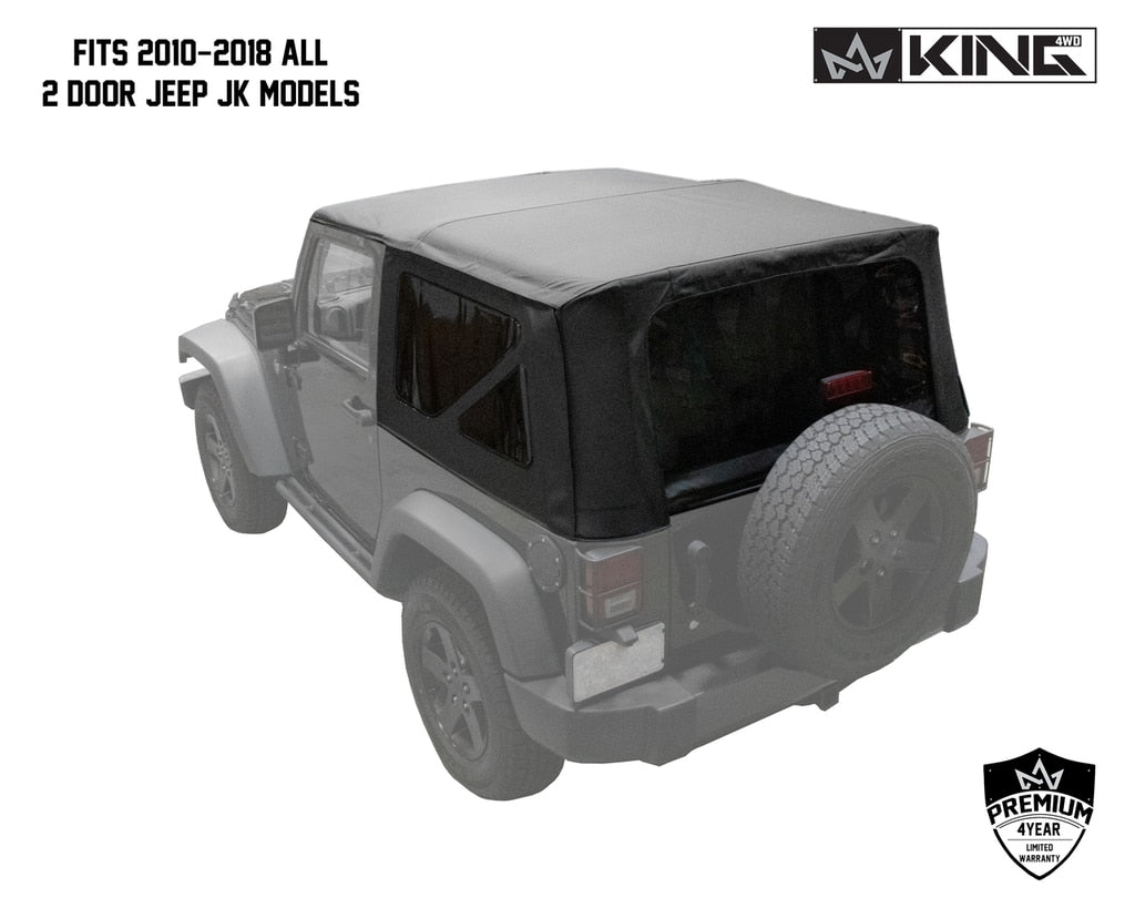 King4WD Soft Tops Jeep JK Replacement Soft Top Tinted Windows For 10-18 Wrangler JK 2 Door Black Diamond King 4WD - King4WD - 14010535