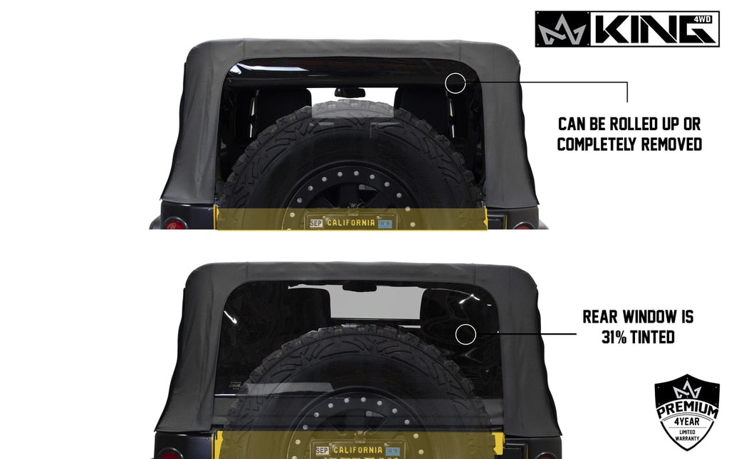 King4WD Soft Tops Jeep JK Replacement Soft Top Tinted Windows For 10-18 Wrangler JK 4 Door Black Diamond King 4WD - King4WD - 14010635