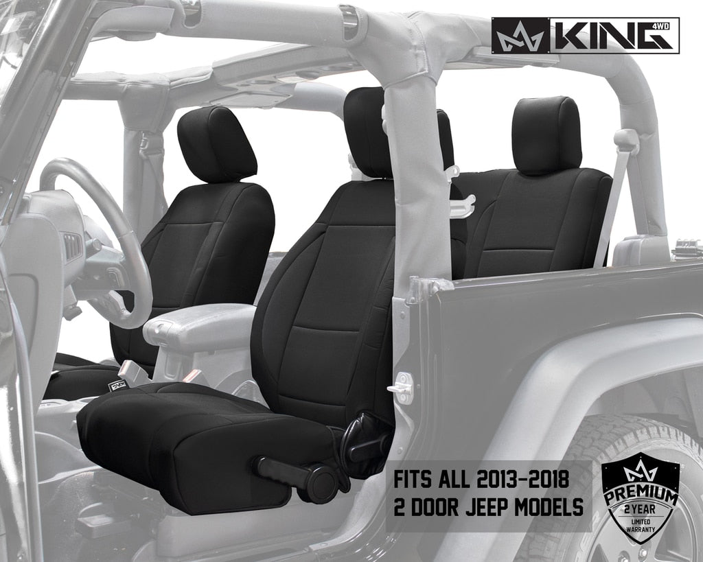 King4WD Seat Cover Jeep JK Seat Covers 10 Piece Neoprene Seat Covers Black/Black For 13-18 Wrangler JK 2 Door King 4WD - King4WD - 11010101