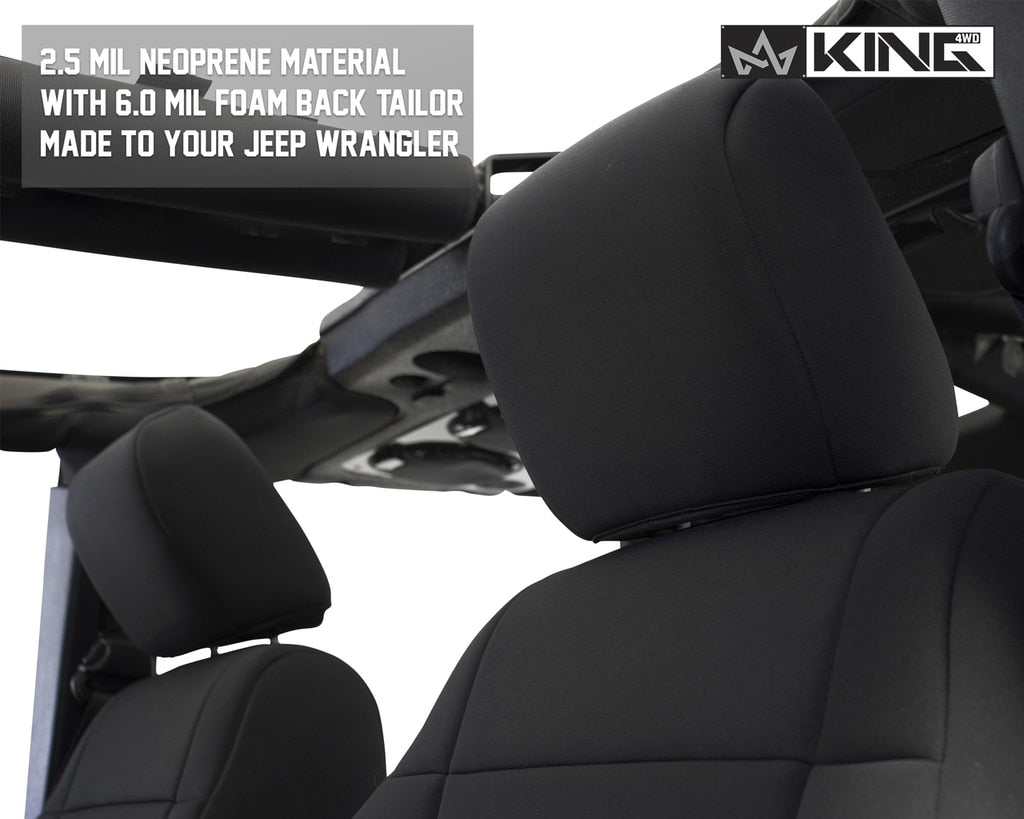 King4WD Seat Cover Jeep JK Seat Covers 10 Piece Neoprene Seat Covers Black/Black For 13-18 Wrangler JK 2 Door King 4WD - King4WD - 11010101