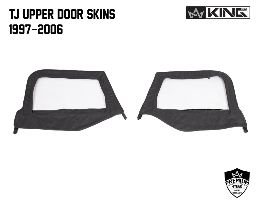 King4WD Half Doors Jeep TJ Half Door Uppers Replacement Soft Upper Doors For 97-06 Wrangler TJ Black Pair King 4WD - King4WD - 14019935