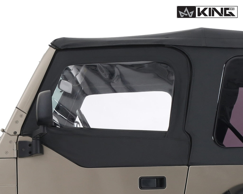 King4WD Half Doors Jeep TJ Half Door Uppers Replacement Soft Upper Doors Tinted For 97-06 Wrangler TJ Black Pair King 4WD - King4WD - 14019935T