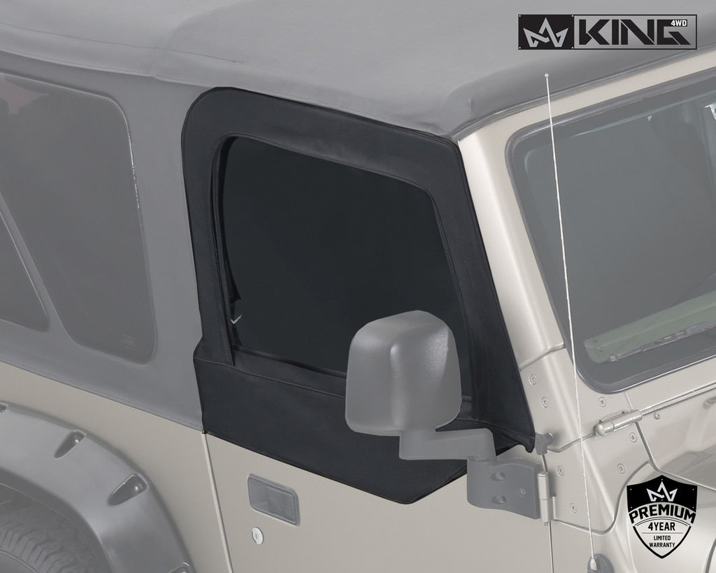 King4WD Half Doors Jeep TJ Half Door Uppers Replacement Soft Upper Doors Tinted For 97-06 Wrangler TJ Black Pair King 4WD - King4WD - 14019935T