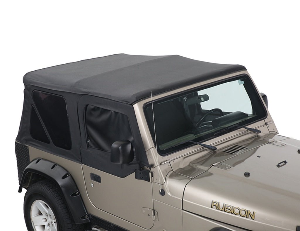 King4WD Soft Tops Jeep TJ Replacement Soft Top With Tinted Windows Upper Doors For 97-06 Wrangler TJ Black Diamond King 4WD - King4WD - 14010135T