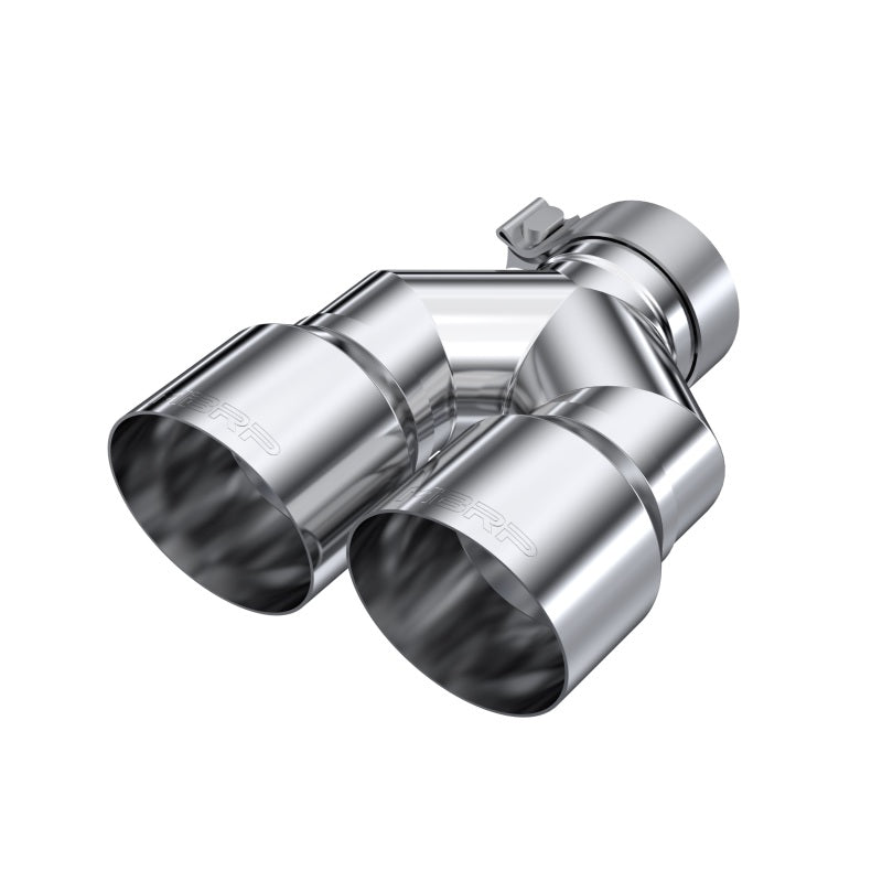 MBRP Tips MBRP 3in ID / Dual 4in OD Out Staggered L 9.87in / R 9.37in Single Wall T304 SS Univ Exhaust Tip