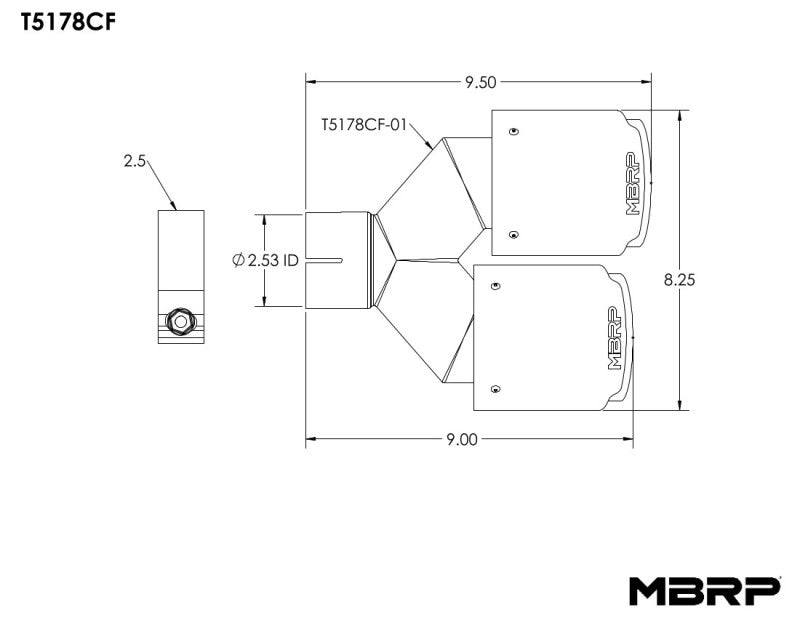 MBRP Tips MBRP Universal Carbon Fiber Dual Tip 4in OD/2.5in Inlet