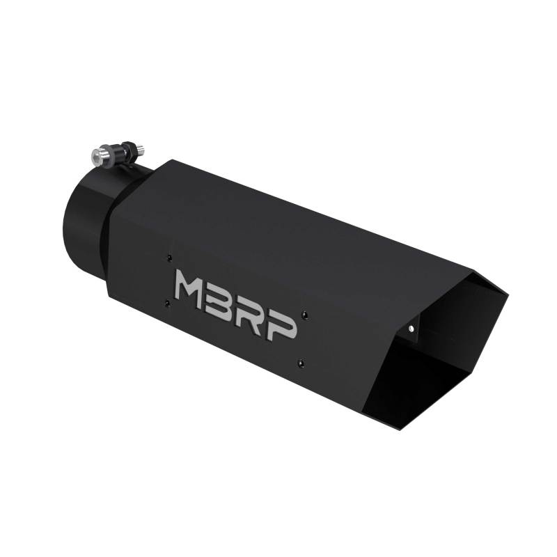 MBRP Tips MBRP Universal Hex Tip 4in Inlet 16in Length w/ Logo - Black Coated