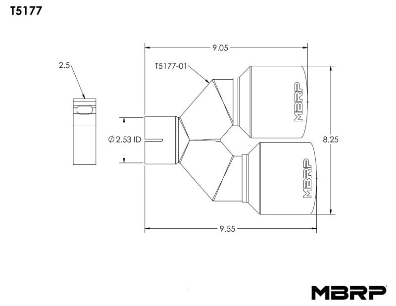 MBRP Tips MBRP Universal T304 SS Dual Tip 4in OD/2.5in Inlet