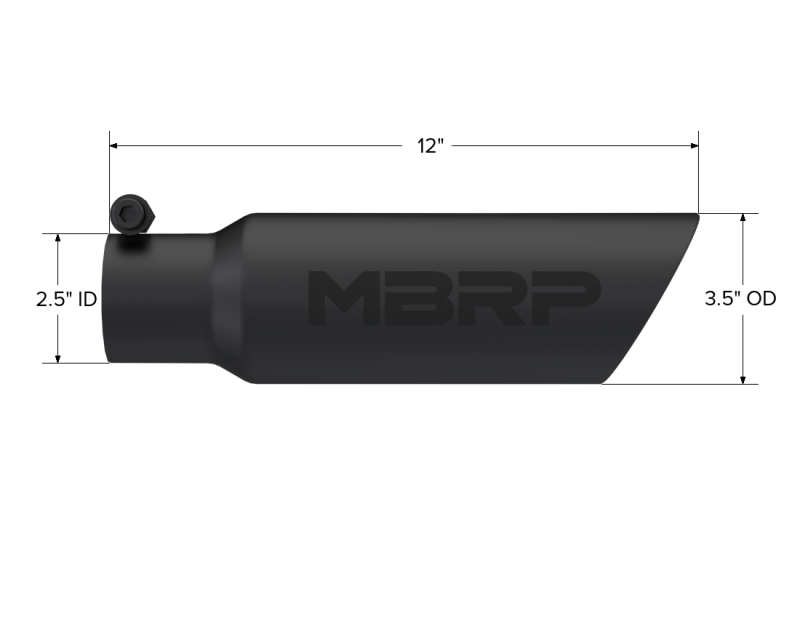 MBRP Tips MBRP Universal Tip 3.5 O.D. Dual Wall Angled 2.5 inlet 12 length - Black Finish