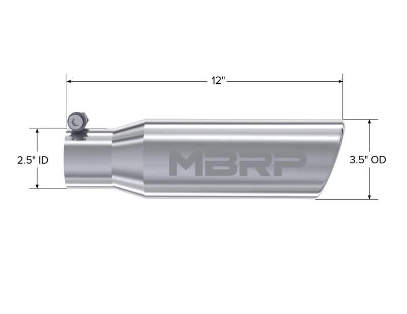 MBRP Steel Tubing MBRP Universal Tip 3in O.D. Angled Rolled End 2 inlet 10 length