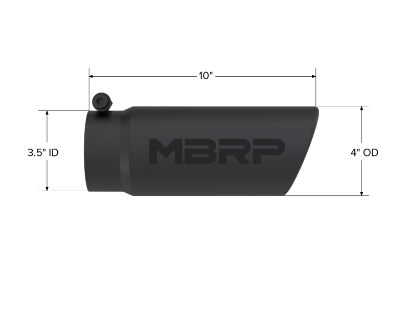 MBRP Tips MBRP Universal Tip 4 O.D. Angled Rolled End 3.5 inlet 10 length- Black Finish