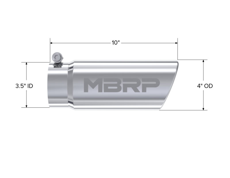 MBRP Steel Tubing MBRP Universal Tip 4in O.D. Angled Rolled End 3 inlet 10 length