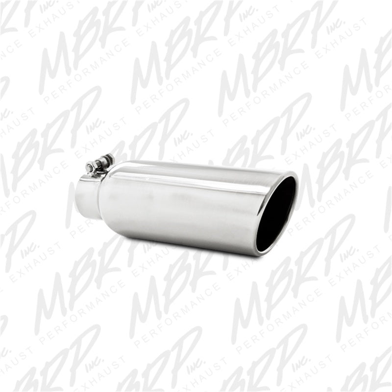 MBRP Steel Tubing MBRP Universal Tip 4in OD 2.5in Inlet 12in Length Angled Cut Rolled End Clampless No-Weld T304