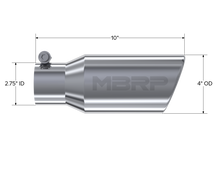 Load image into Gallery viewer, MBRP Steel Tubing MBRP Universal Tip 4in OD 2.75in Inlet 10in Length Angled Rolled End T304