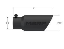 Load image into Gallery viewer, MBRP Tips MBRP Universal Tip 4in OD 3in Inlet 10in Length Dual Wall Angled End Black