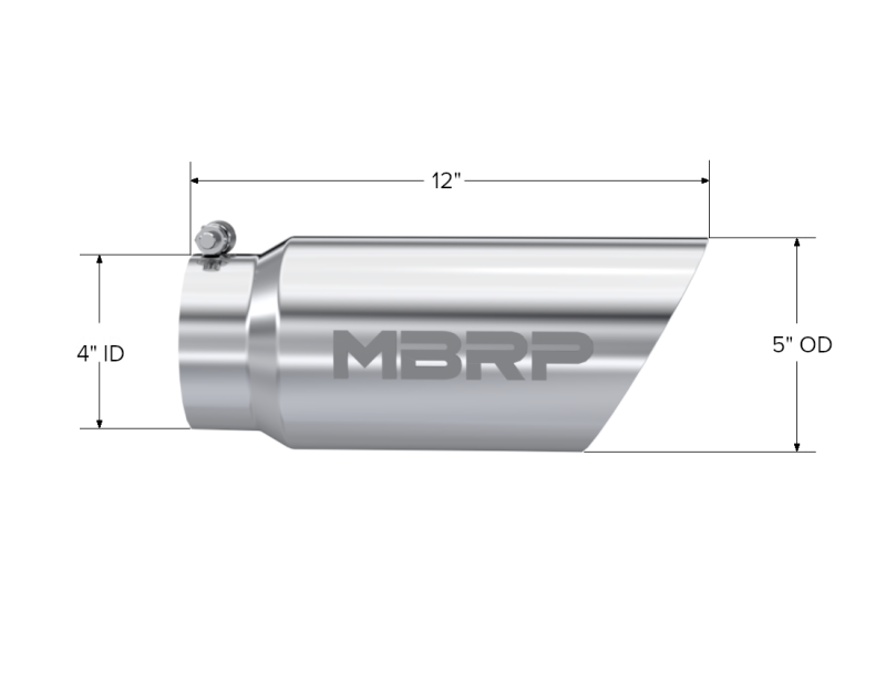 MBRP Steel Tubing MBRP Universal Tip 5 O.D. Dual Wall Angled 4 inlet 12 length