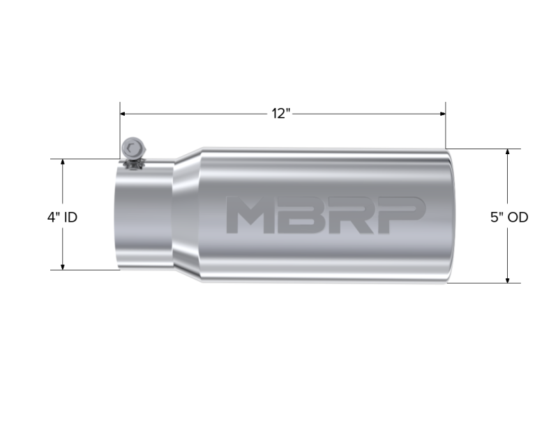 MBRP Steel Tubing MBRP Universal Tip 5 O.D. Rolled Straight 4 inlet 12 length