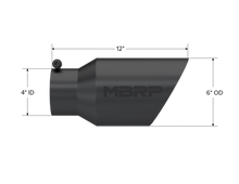 Load image into Gallery viewer, MBRP Tips MBRP Universal Tip 6 O.D. Dual Wall Angled 4 inlet 12 length - Black Finish