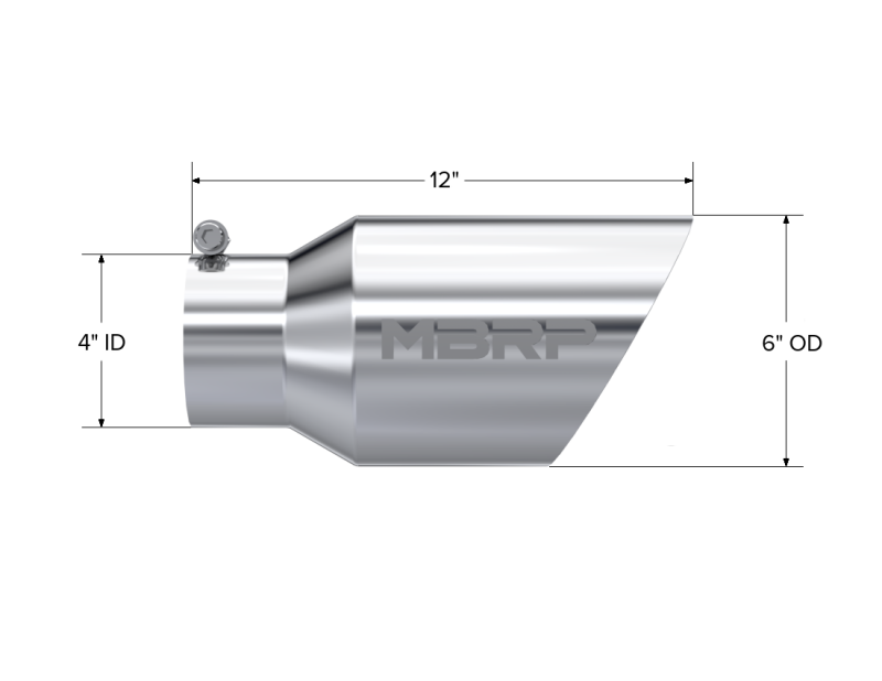 MBRP Steel Tubing MBRP Universal Tip 6 O.D. Dual Wall Angled 4 inlet 12 length