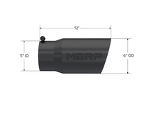 Load image into Gallery viewer, MBRP Tips MBRP Universal Tip 6 O.D. Dual Wall Angled 5 inlet 12 length - Black Finish