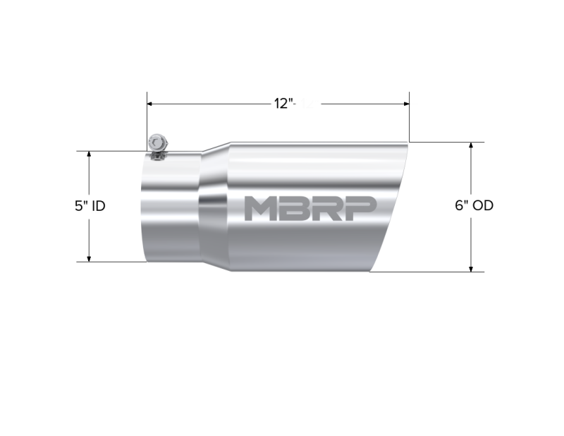 MBRP Steel Tubing MBRP Universal Tip 6 O.D. Dual Wall Angled 5 inlet 12 length