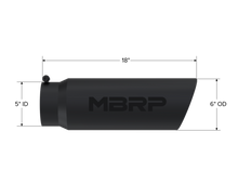 Load image into Gallery viewer, MBRP Tips MBRP Universal Tip 6in OD Angled Rolled End 5in Inlet 18in Lgth Black Finish Exhaust