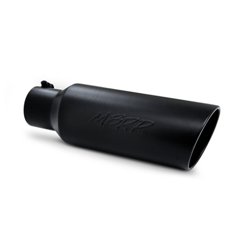 MBRP Tips MBRP Universal Tip 6in OD Rolled End 4in Inlet 18in L Black Coated Exhaust Tip