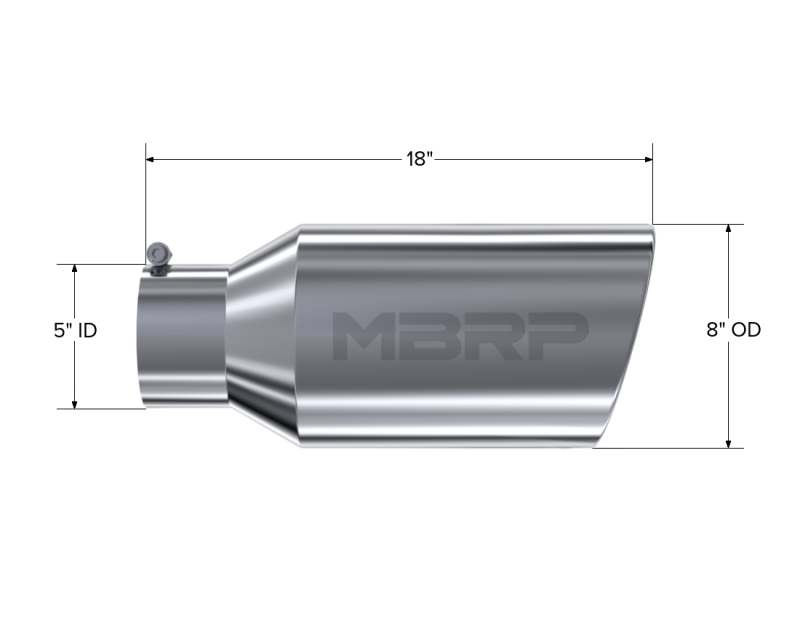 MBRP Steel Tubing MBRP Universal Tip 8in OD Rolled End 5in Inlet 18in Length T304