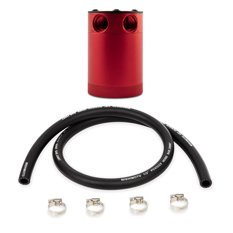 Mishimoto Oil Catch Cans Mishimoto Compact Baffled Oil Catch Can - 2-Port - Red