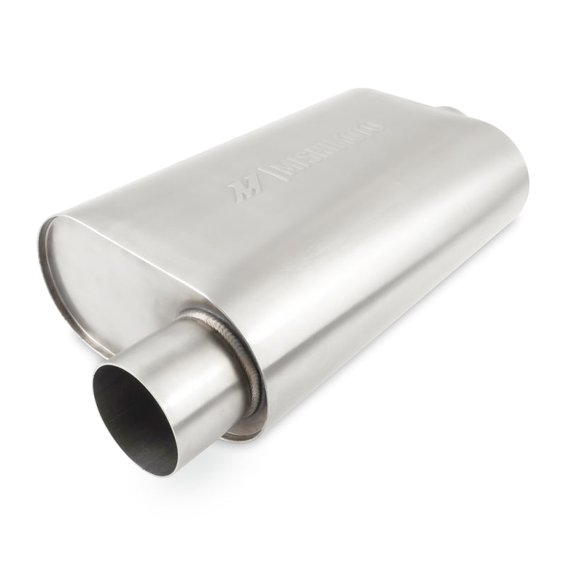 Mishimoto Muffler Mishimoto Universal Muffler with 3.0in Offset Inlet/Outlet - Brushed