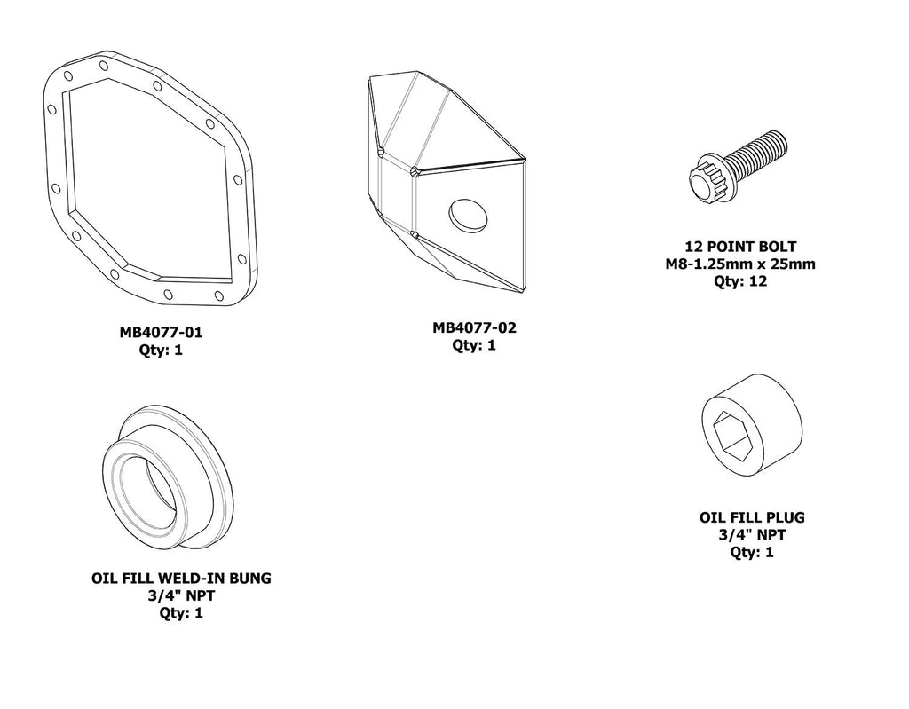 Motobilt Differential Covers DIY Front DIFF Cover Sport M186 for Jeep JL and JT Motobilt - MB4077-DIY - Motobilt