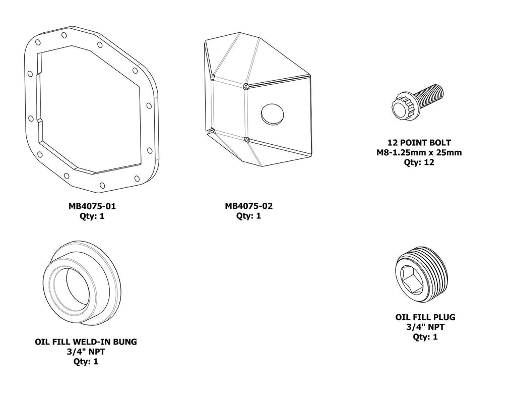Motobilt Differential Covers DIY Rubicon Front DIFF Cover M210 for Jeep JL and JT Motobilt - MB4075-DIY - Motobilt