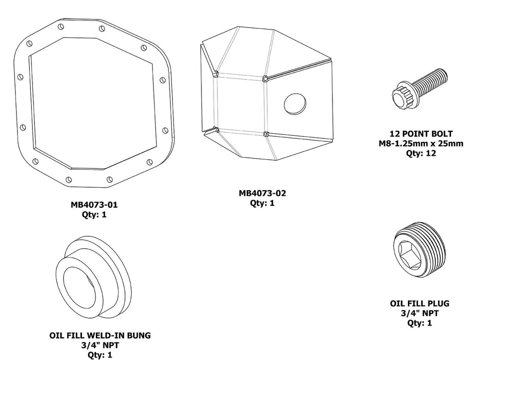 Motobilt Differential Covers DIY Rubicon Rear DIFF Cover M220 for Jeep JL and JT Motobilt - MB4073-DIY - Motobilt