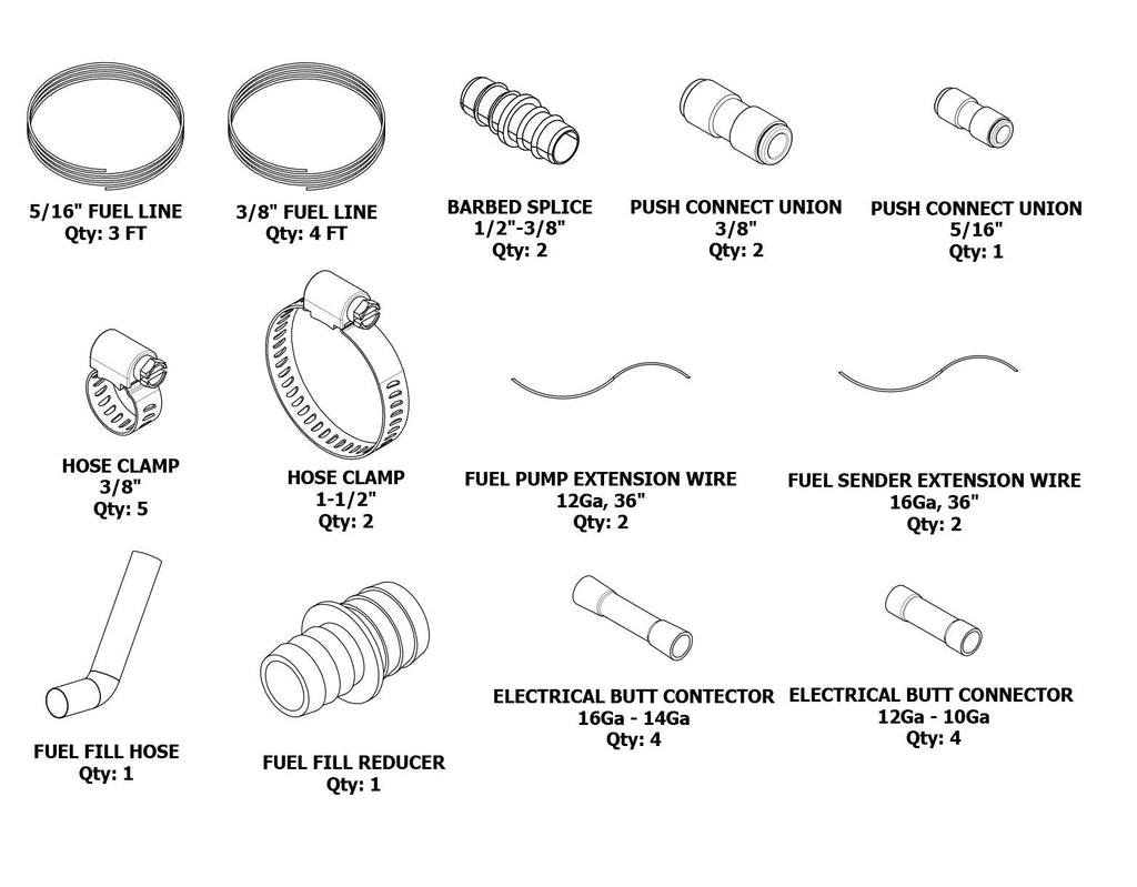 Motobilt Fuel Tank EVAP And Fuel Line Modification Kit For Rear Mounted Fuel Tank In Jeep JL Motobilt - MB5033 - Motobilt