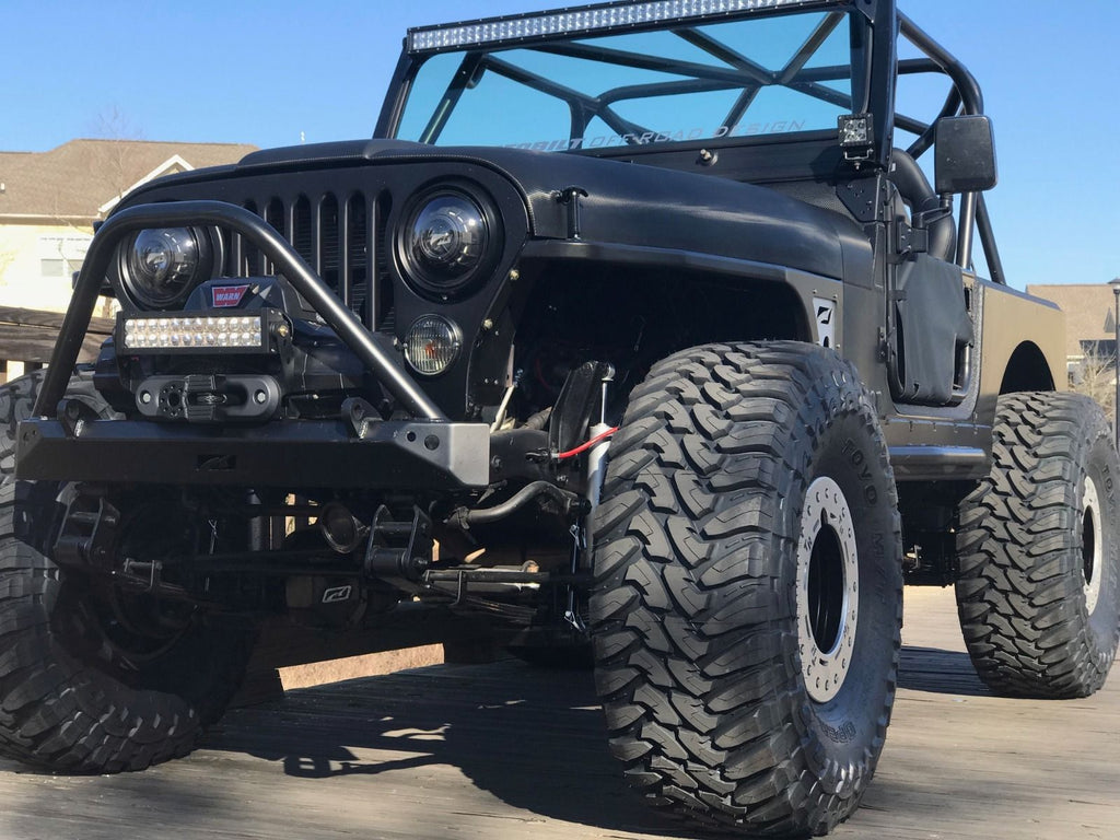 Motobilt Front Bumpers Jeep CJ Mid Width Front Bumper W/Stinger Bare Steel Motobilt - MB1019-S - Motobilt