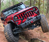 Motobilt Front Bumpers Jeep JK Front Bumper W/Grill Hoop And Stinger 07-18 Wrangler JK Crusher Series Bare Steel Motobilt - MB1011-L - Motobilt