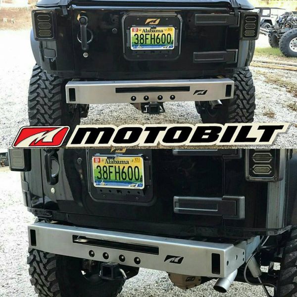 Motobilt Rear Bumpers Jeep JK Micro Rear Bumper W/Light Bar Cut Out 07-18 Wrangler JK Bare Steel Motobilt - MB1039 - Motobilt