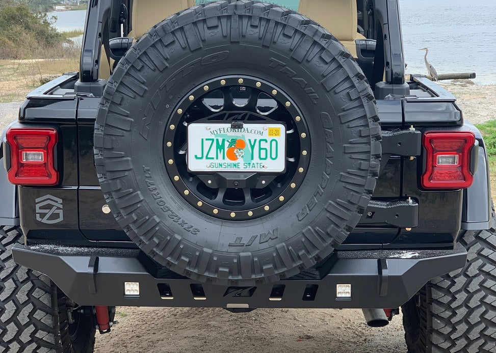 Motobilt Rear Bumpers Jeep JL Rear Bumper Crusher With Light Mounts With Spare Tire Cut Out 2018-Present Wrangler JL Motobilt - MB1092 - Motobilt