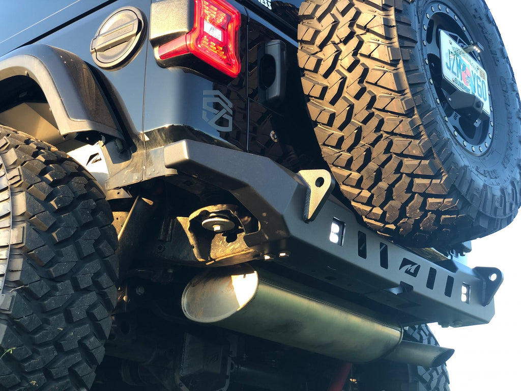 Motobilt Rear Bumpers Jeep JL Rear Bumper Crusher With Light Mounts With Spare Tire Cut Out 2018-Present Wrangler JL Motobilt - MB1092 - Motobilt