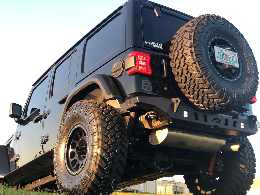 Motobilt Rear Bumpers Jeep JL Rear Bumper Crusher With Light Mounts With Spare Tire Cut Out 2018-Present Wrangler JL Motobilt - MB1092 - Motobilt