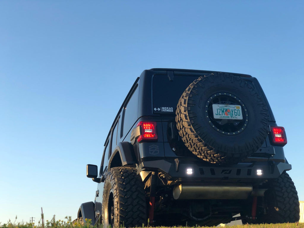 Motobilt Rear Bumpers Jeep JL Rear Bumper Crusher With Light Mounts With Spare Tire Cut Out 2018-Present Wrangler JL Motobilt - MB1092 - Motobilt