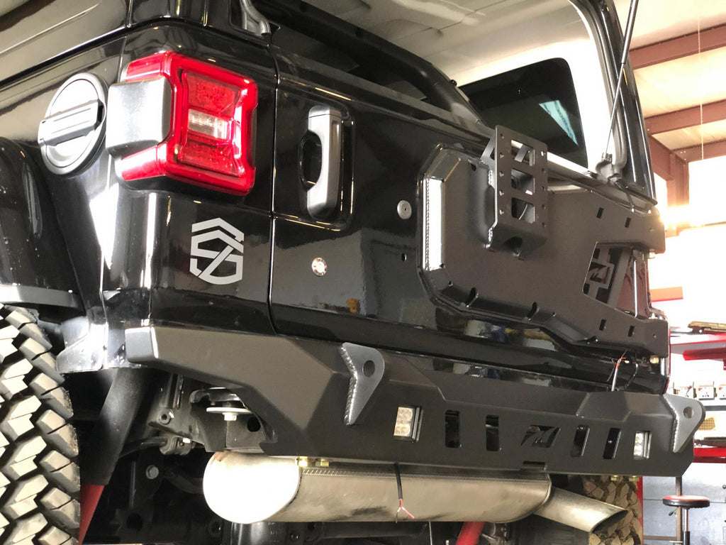 Motobilt Rear Bumpers Jeep JL Rear Bumper Crusher With Light Mounts With Spare Tire Cut Out 2018-Present Wrangler JL Motobilt - MB1092 - Motobilt
