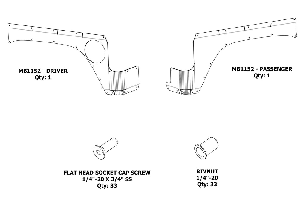 Motobilt Rocker Guards Jeep JL Rear Corner Armor for 18-Pres Wrangler JL Unlimited 4 Door Motobilt - MB1152 - Motobilt