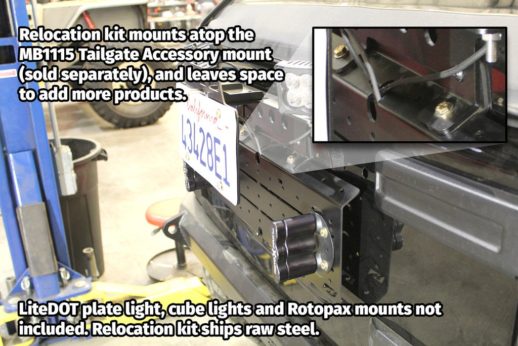 Motobilt License Plate Bracket License Plate Relocator/Light Mount for JK-JL (w/ Backup Camera Mount) For Jeep JK|Jeep JL Motobilt - MB1129-MB1130 - Motobilt