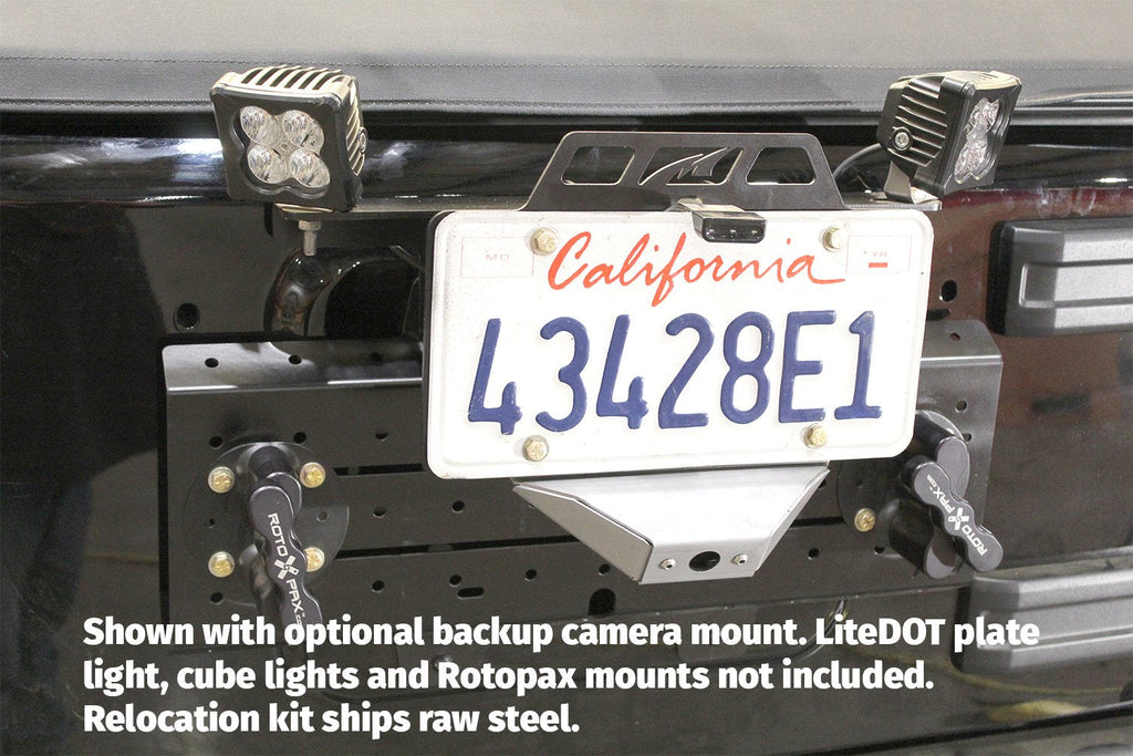 Motobilt License Plate Bracket License Plate Relocator/Light Mount for JK-JL (w/ Backup Camera Mount) For Jeep JK|Jeep JL Motobilt - MB1129-MB1130 - Motobilt